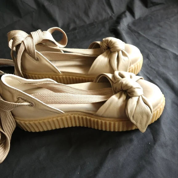 Fenty X Puma Chic Beige Espadrilles with Bow Accent - Picture 3 of 7